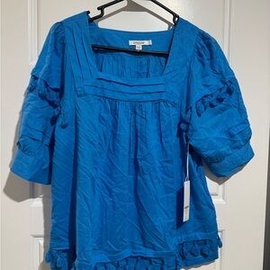 Chico's Vibrant Blue Blouse with Tassel Details